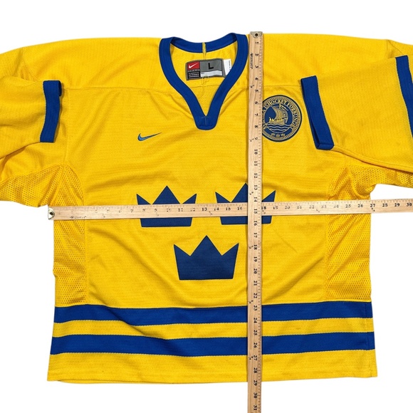 Vintage 90s Nike Sweden National Hockey #7 Nagano Olympics 1998 Jersey Mens L - Picture 9 of 15